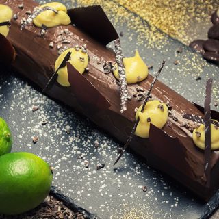 Bûche brownie, chocolat et citron vert