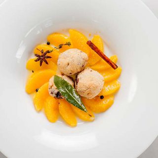 Fraîcheur d’orange, croquette de chocolat