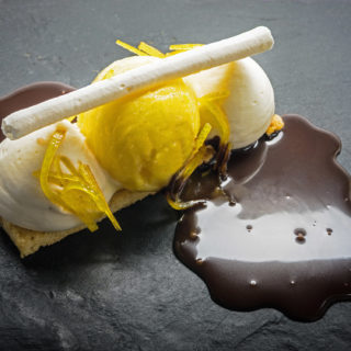 Sablé Mont-Blanc, orange et marrons