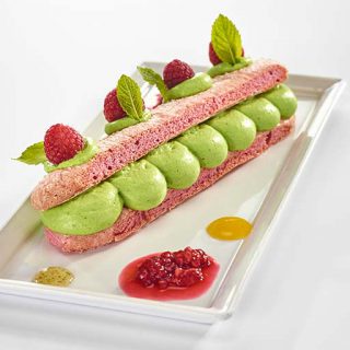 Charlotte pistache framboise