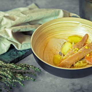 Hareng pommes à l’huile au lait fumé