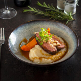 Cannette, mousseline de butternut et noisettes torréfiées